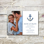 Postal De Anuncios Foto Nautical Beach Wedding Save the Date<br><div class="desc">Invite a sus seres queridos a su día especial con esta foto de Nautical Beach Wedding, salve la postal de la fecha. Con una moda de diseño contemporáneo, esta postal es la manera perfecta de anunciar a su próximo boda y pedirle a su familia y amigos que reserven su fecha...</div>