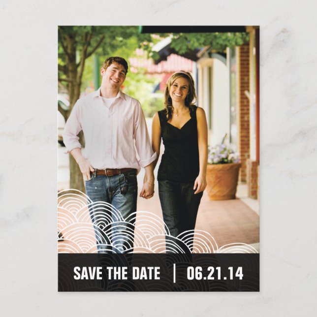 Postal De Anuncios Foto Patrón Blanco/Caja Negra Save the Date 01 (Anverso)