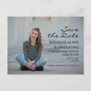 Postal De Anuncios Foto personalizada de graduación Save the Date
