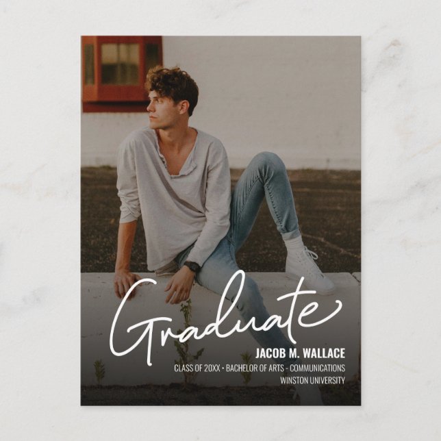 Postal De Anuncios Foto personalizada de graduación universitaria en  (Anverso)