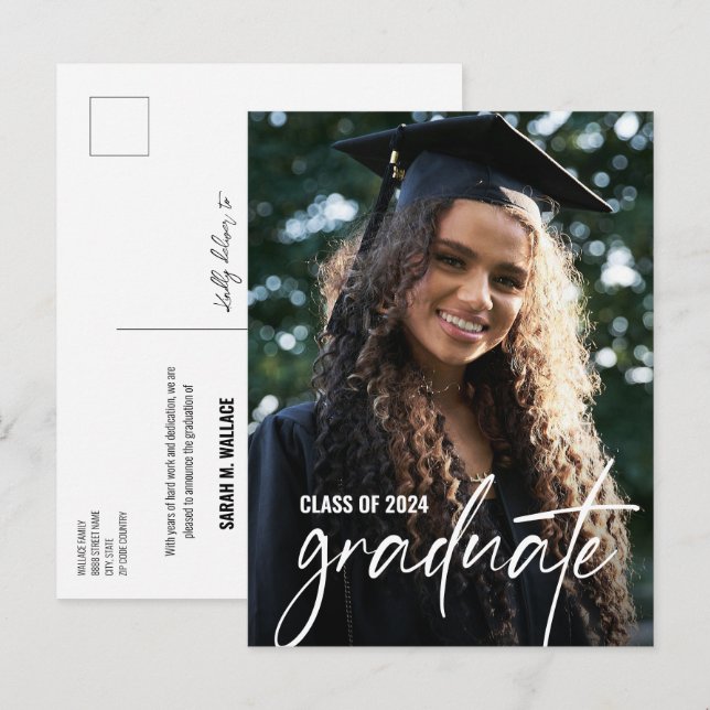 Postal De Anuncios Foto personalizada de graduado universitario de la (Anverso / Reverso)