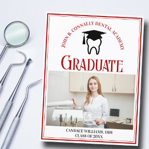 Postal De Anuncios Foto personalizada de la Escuela Dental Roja para 