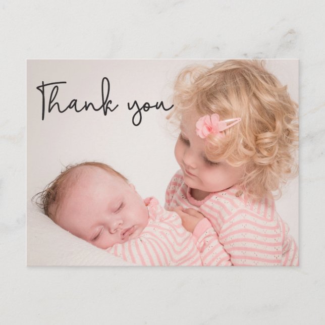 Postal De Anuncios Foto personalizada del segundo bebé gracias (Anverso)