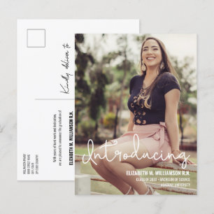 Postal De Anuncios Foto personalizado Presentando Grado de Ciencia