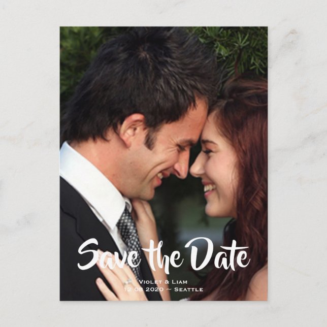 Postal De Anuncios Foto Romántica Save the Date (Anverso)