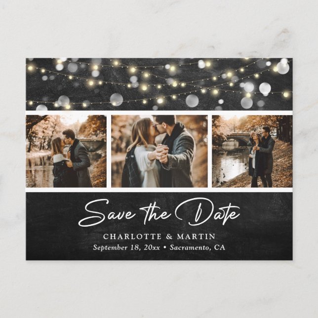 Postal De Anuncios Foto Rustic Chalkboard Boda Save the Date (Anverso)