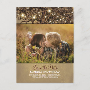 Postal De Anuncios Foto Rustic Oak Tree Guardar la fecha