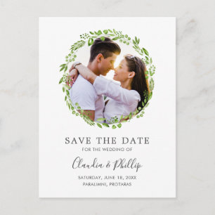 Postal De Anuncios Foto Rustic Olive Leaf Wreath Save the Date