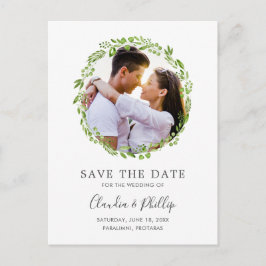 Postal De Anuncios Foto Rustic Olive Leaf Wreath Save the Date