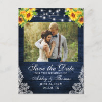 Foto Rustic Sunflower Floral Blue Wood