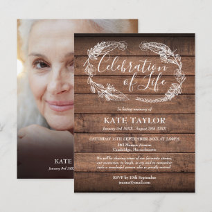 Postal De Anuncios Foto Rustic Wood Celebration of Life