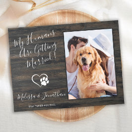 Postal De Anuncios Foto Rústica de Mascota Boda Sencilla Compromiso P