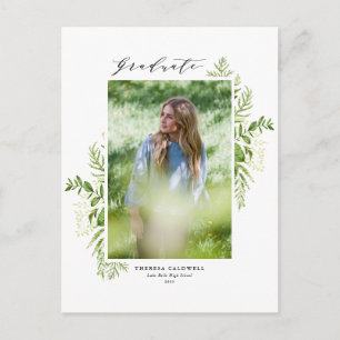 Postal De Anuncios Foto vertical de follaje en acuarela para graduaci