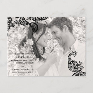 Postal De Anuncios Foto Vintage Floral Peacock Save the Date