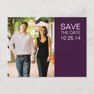 Postal De Anuncios Fotografía berenjena Purple Save the Date Postcard