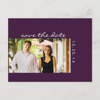 Postal De Anuncios Fotografía berenjena Purple Save the Date Postcard