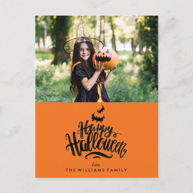 Postal De Anuncios Fotografía de la familia Happy Halloween (Anverso)