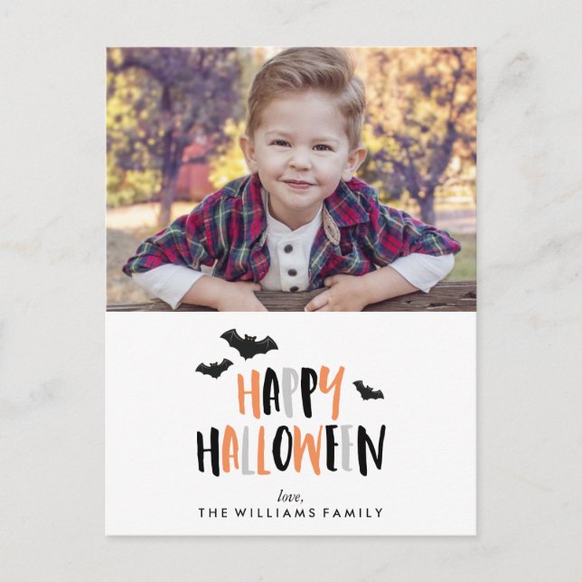 Postal De Anuncios Fotografía de la familia Happy Halloween (Anverso)