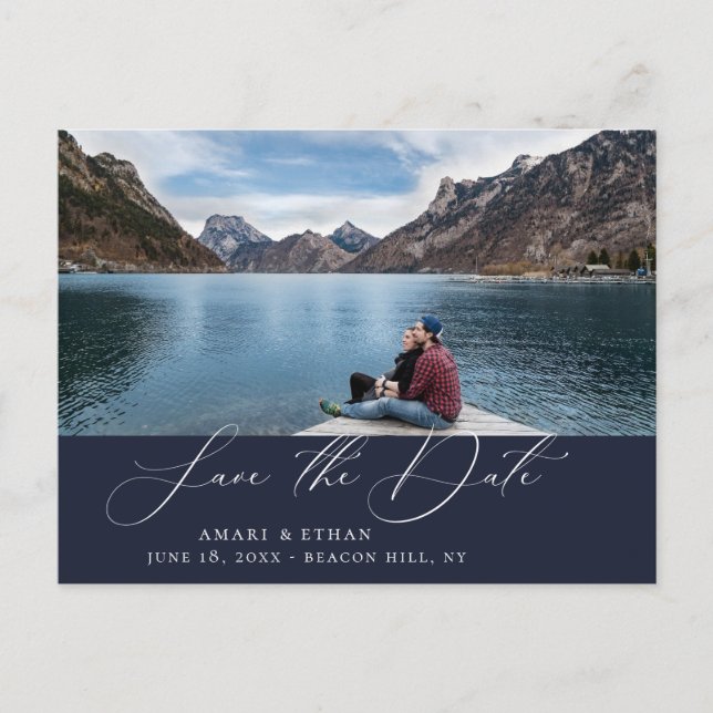 Postal De Anuncios Fotografía moderna del Boho Calligraphy Save the D (Anverso)