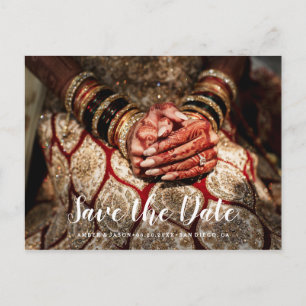 Postal De Anuncios Fotografía personalizada Boda Hindú Save the Date