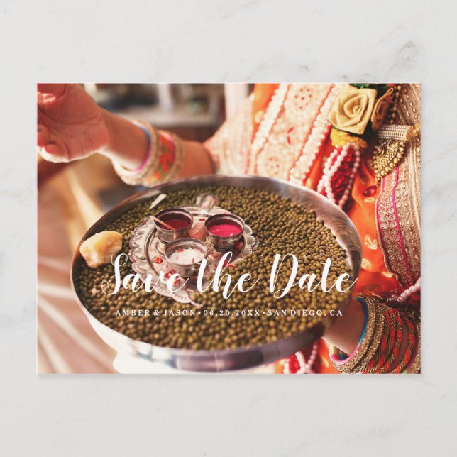 Postal De Anuncios Fotografía personalizada Boda india Save the Date (Anverso)