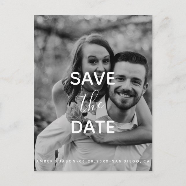Postal De Anuncios Fotografía personalizada romántica moderna Save th (Anverso)
