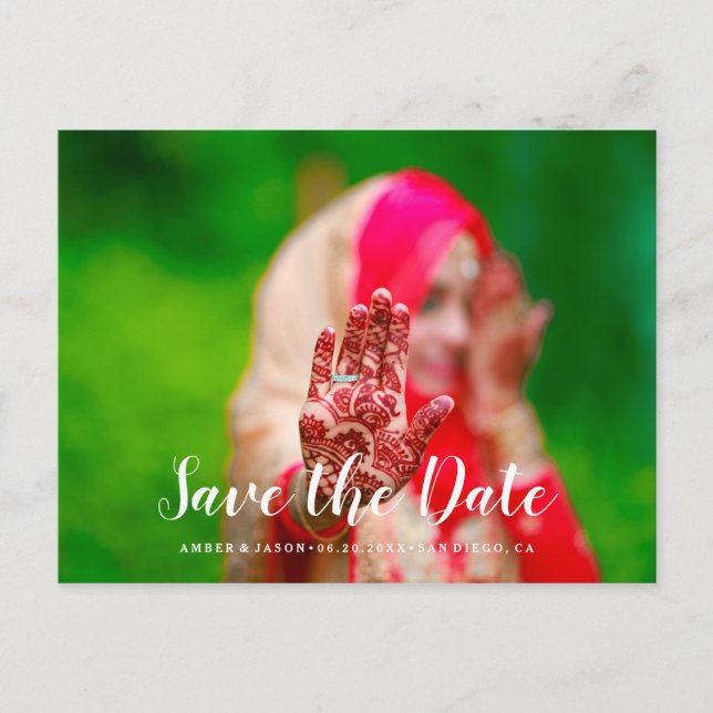 Postal De Anuncios Fotografía personalizada Save the Date boda india (Anverso)