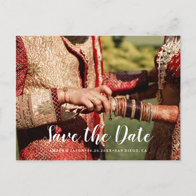 Postal De Anuncios Fotografía personalizada Save the Date boda india (Anverso)