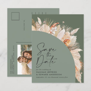Postal De Anuncios Fotomoderna de hierba de Pampas verde salvia bohem