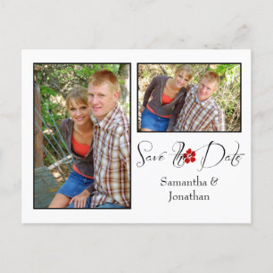 Postal De Anuncios Fotomontaje Rojo Negro y Blanco Save The Date
