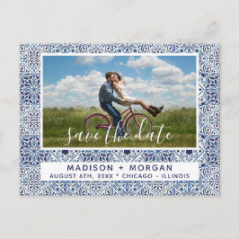 Postal De Anuncios Fotos de azulejos azules para salvar la fecha