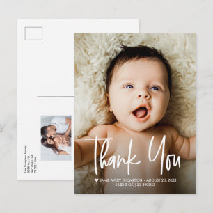 Postal De Anuncios Fotos de bebé Gracias Diseño moderno Nacimiento