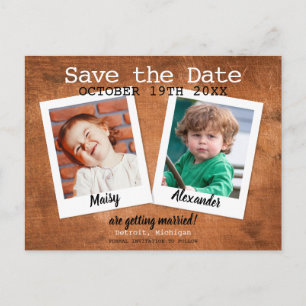 Postal De Anuncios Fotos de la Infancia Madera Vintage Guarda la Fech