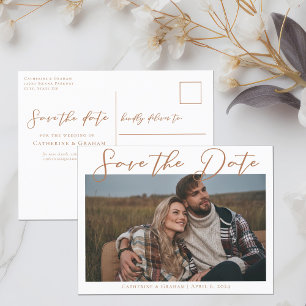Postal De Anuncios Fotos de pareja con guión marrón Siena Chic Otoño