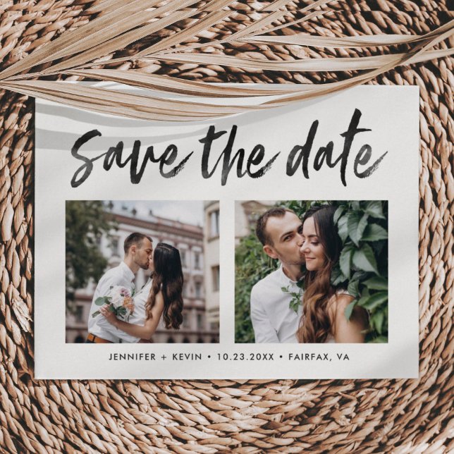 Postal De Anuncios Fotos modernas de Boda Square Guardan la fecha (Subido por el creador)