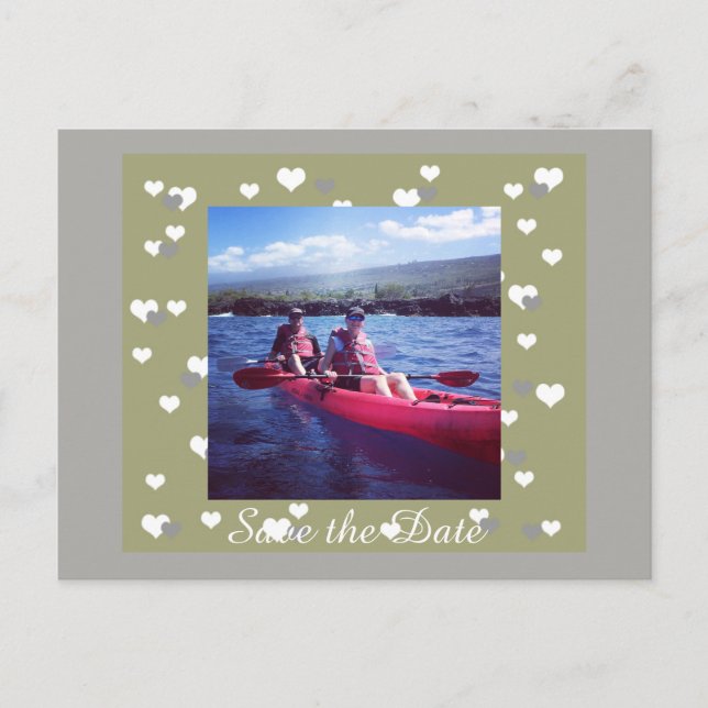 Postal De Anuncios Framed in Hearts Save the Date (Anverso)
