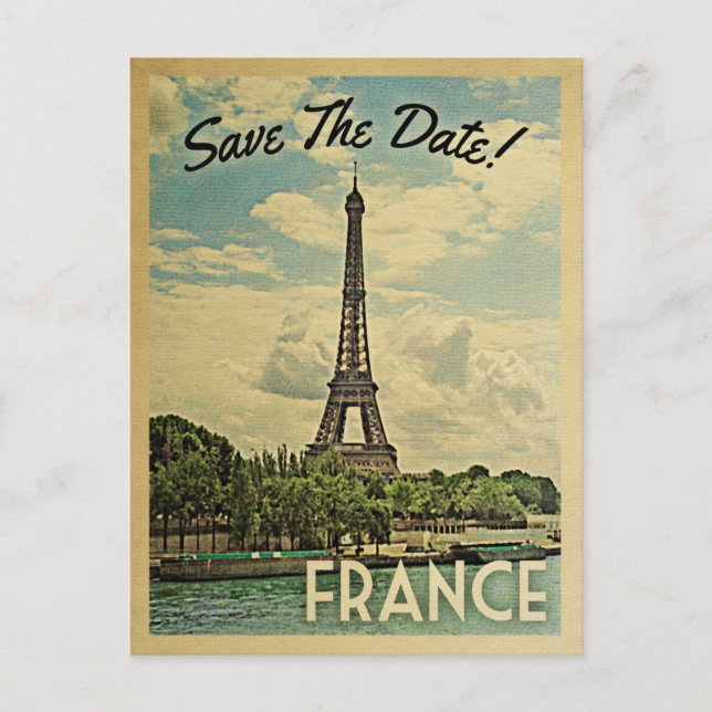 Postal De Anuncios Francia Guarde La Fecha Vintage Torre Eiffel París (Anverso)
