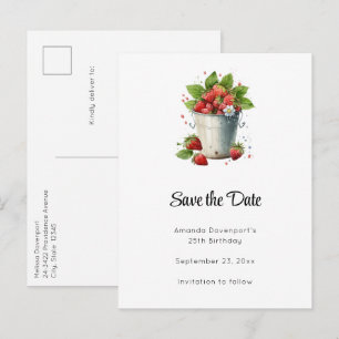 Postal De Anuncios Fresas en un Cubo