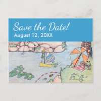 Frog Treehouse Save the Date Postcard, Personaliza