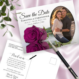 Postal De Anuncios Fucsia Óvalo Foto Boda Save The Date