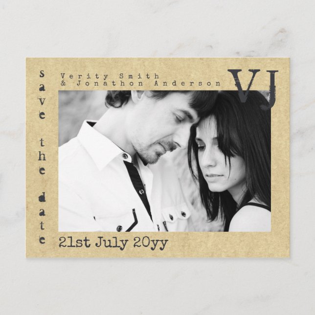 Postal De Anuncios Fuente de Máquina de Escribir Guardar la Fecha de  (Anverso)