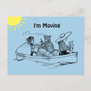 Postal De Anuncios Fun Row Boat Blue me estoy mudando