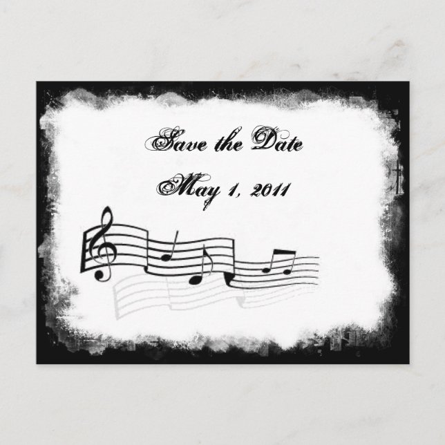 Postal De Anuncios Funky Torn Paper Music Save the Date (Anverso)