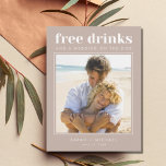 Postal De Anuncios Funny Free Drinks Wedding Photo Save the Date<br><div class="desc">These save the date postcards are for the fun couple who can't wait to celebrate at their wedding with their family and friends. Modern photo typography "Free drinks and a wedding on the side" design is one of our most popular! Your wedding guests will love it. Customize with your photo...</div>