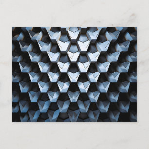Postal De Anuncios Futurista abstracto azul geométrico metálico