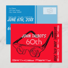 Postal De Anuncios Gafas 3D Cumpleaños 60 Guardar la Fecha