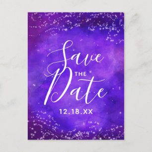 Postal De Anuncios Galaxy Noche Estrellada Aquarela Save the Date