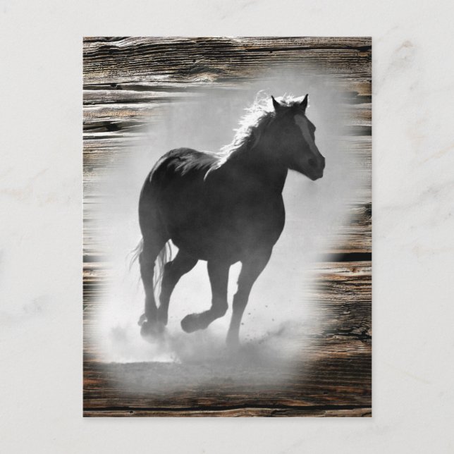 Postal De Anuncios Gallopaje de caballos salvajes (Anverso)