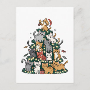 Postal De Anuncios Gatito Divertido Árbol de Navidad Gato Mascota Ama