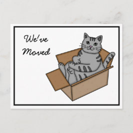 Postal De Anuncios Gato en una caja "Nos estamos mudando" Nueva direc